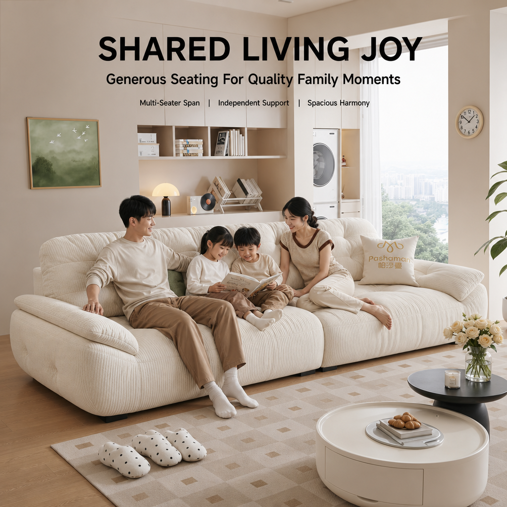 Cream Cloud Sectional Sofa with Removable Covers, Built‑in 360° Phone Holder & USB Charging Port, 58cm High Backrest Deep Seating Boucle Couch for Living Room