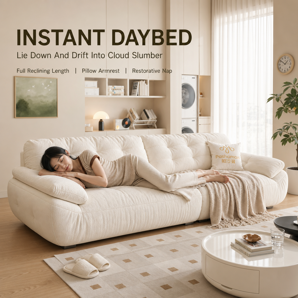 Cream Cloud Sectional Sofa with Removable Covers, Built‑in 360° Phone Holder & USB Charging Port, 58cm High Backrest Deep Seating Boucle Couch for Living Room